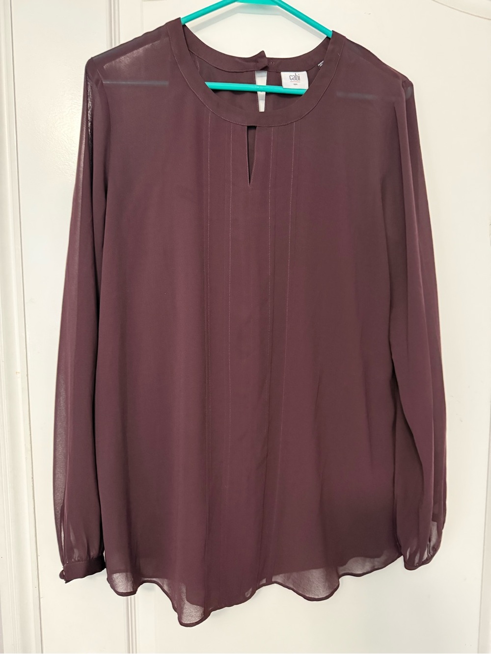 CAbi Plum Keyhole Long-Sleeve Blouse - Deep Plum